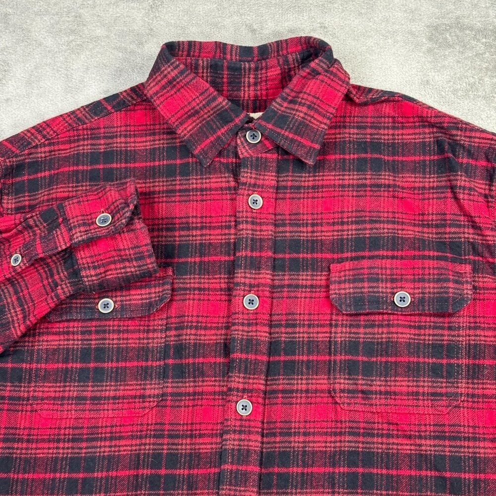 Vintage Jachs Flannel Shirt Mens Large Red Plaid Long Sleeve Lumberjack Rugged